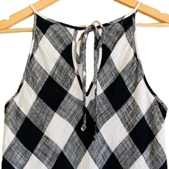 ANTHROPOLOGIE Cloth & Stone Linen Blend Gauzy Frayed Gingham A-Line Dress Size S - Picture 11 of 13